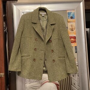 Preston and York Moss Green Double-Breasted Pea Coat